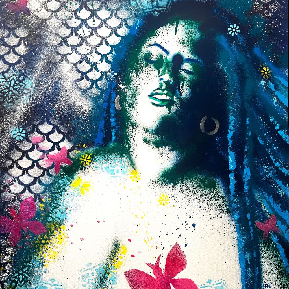 "Them Fatale" Canvas Painting of a Fat Non-binary Woman